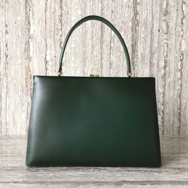 CELINE MEDIUM CLASP HANDBAG IN BOX CALFSKIN WITH PATINA 180923 Blackish green