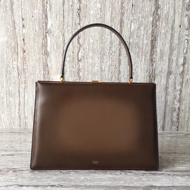 CELINE MEDIUM CLASP HANDBAG IN BOX CALFSKIN WITH PATINA 180923 brown