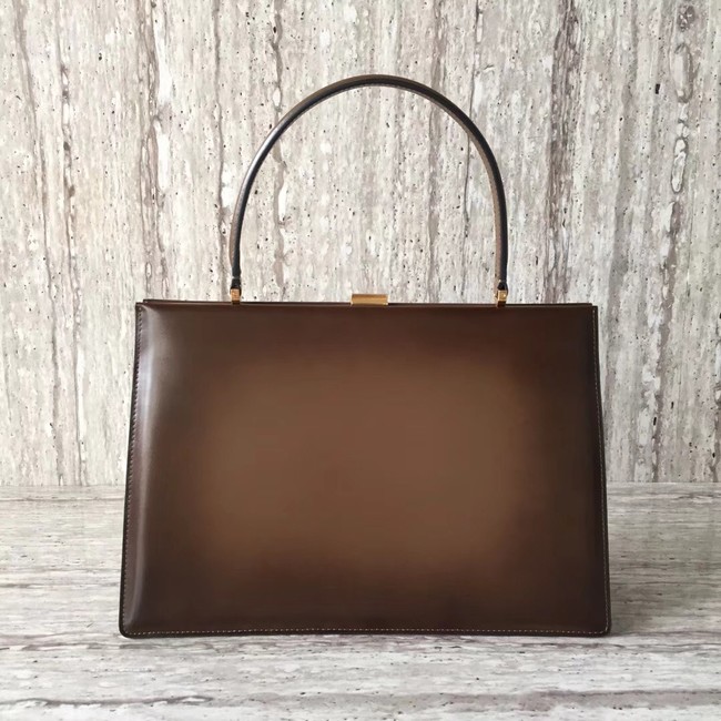 CELINE MEDIUM CLASP HANDBAG IN BOX CALFSKIN WITH PATINA 180923 brown