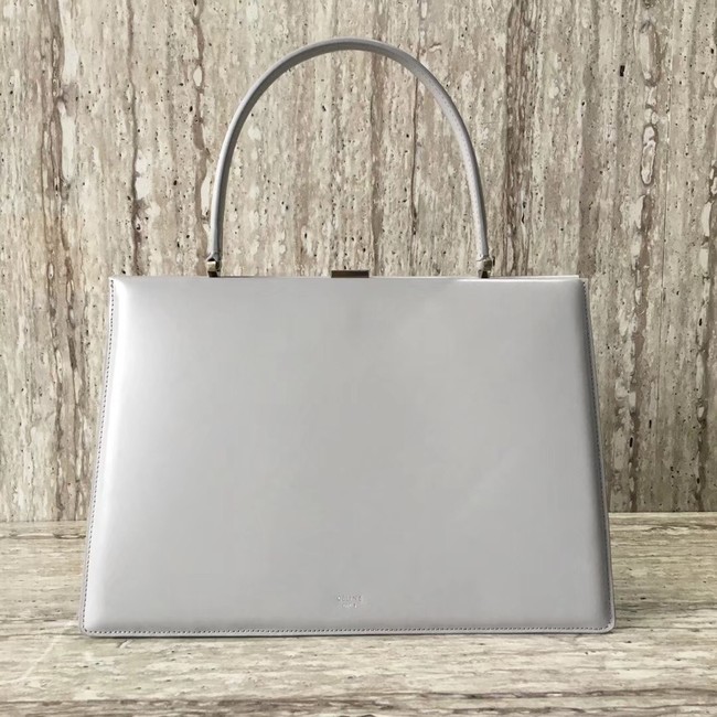 CELINE MEDIUM CLASP HANDBAG IN BOX CALFSKIN WITH PATINA 180923 light gray