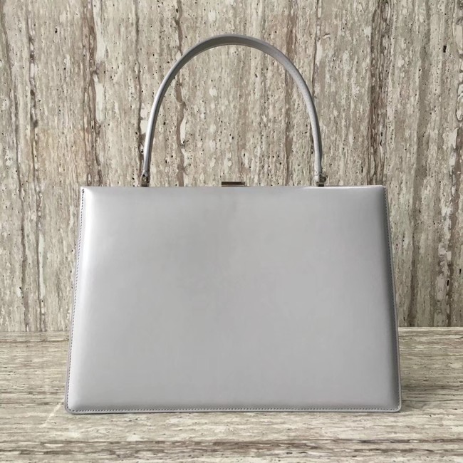 CELINE MEDIUM CLASP HANDBAG IN BOX CALFSKIN WITH PATINA 180923 light gray