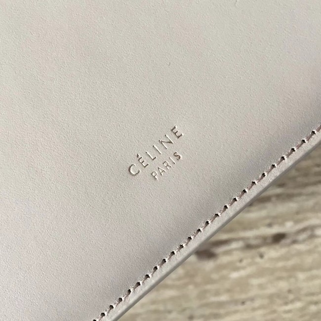 CELINE MEDIUM CLASP HANDBAG IN BOX CALFSKIN WITH PATINA 180923 light gray