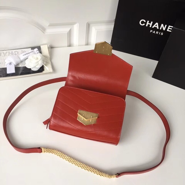 Chanel Flap Bag Original Calfskin & Gold-Tone Metal A57490 red