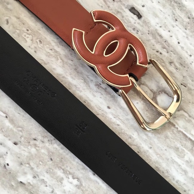 Chanel Original Calf leather Belt 56989 Camel