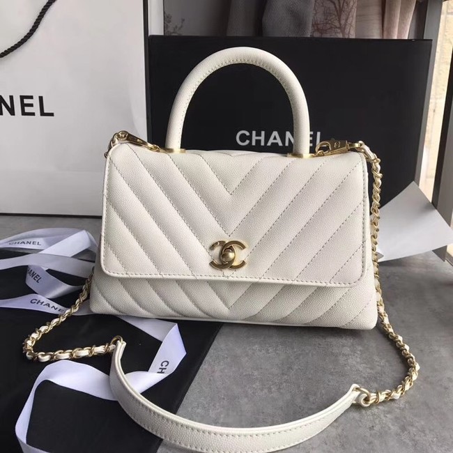 Chanel Small Flap Bag with Top Handle A92990 white