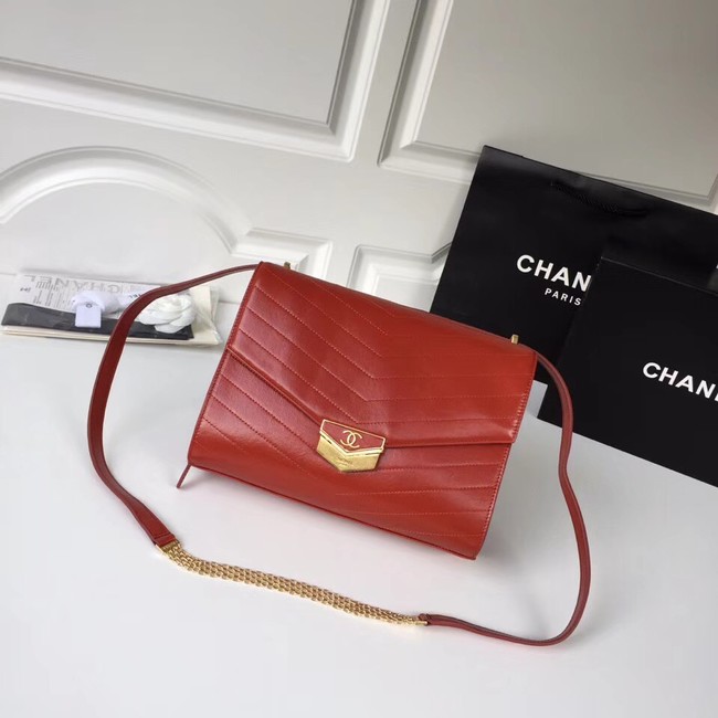 Chanel Flap Bag Original Calfskin & Gold-Tone Metal A57492 red