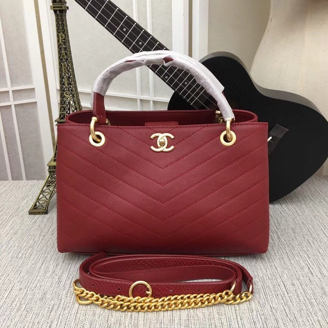 Chanel Flap Bag with Top Handle A57147 red