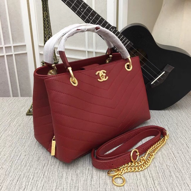 Chanel Flap Bag with Top Handle A57147 red