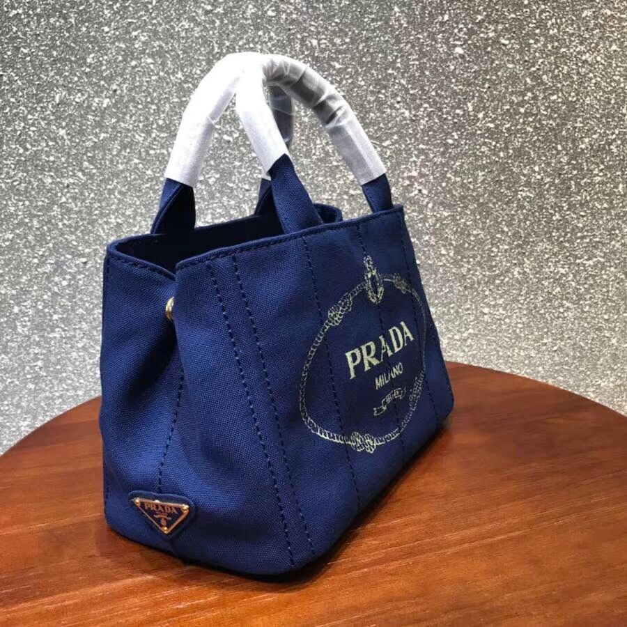 Prada Fabric Printed Tote 1BG439 blue