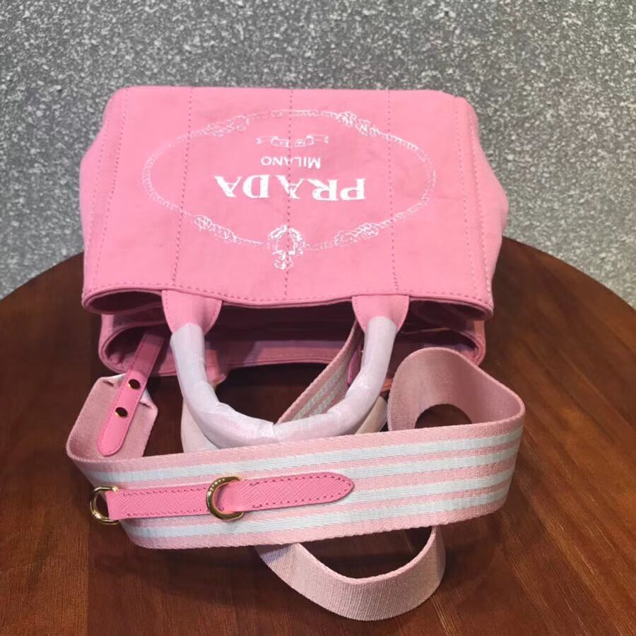 Prada Fabric Printed Tote 1BG439 pink