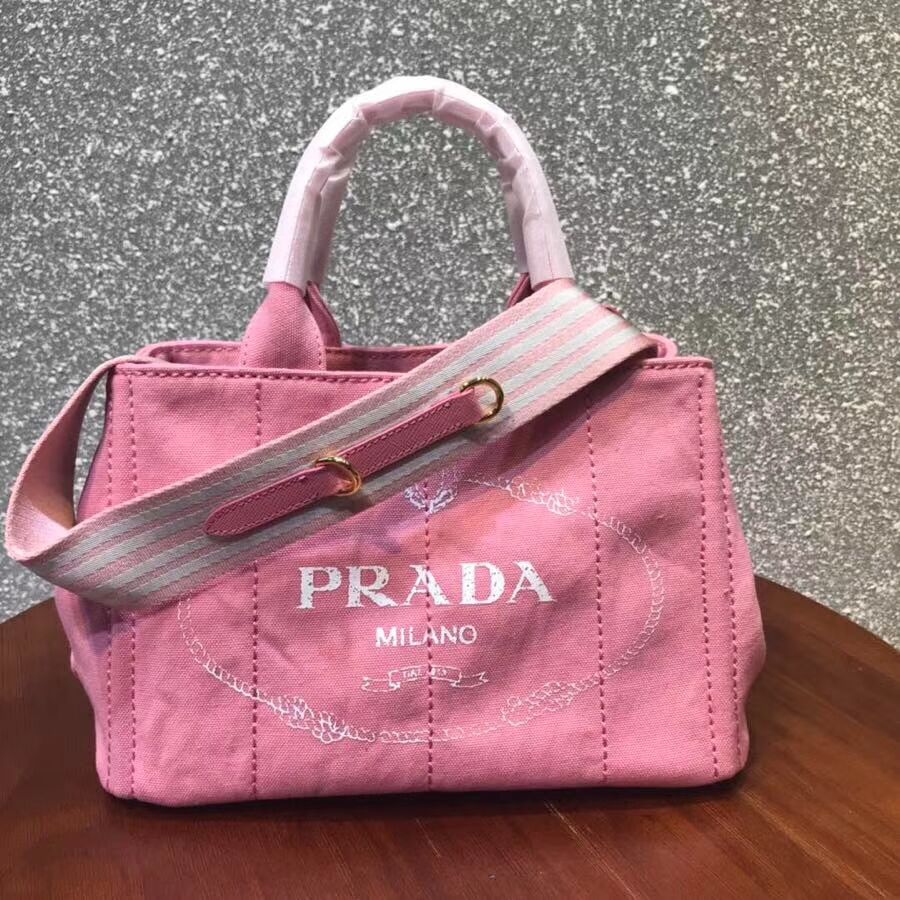 Prada Fabric Printed Tote 1BG439 pink