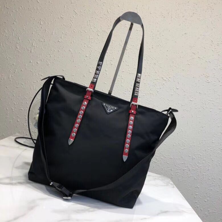 Prada Saffiano leather and nylon tote 1BG212 black&Red