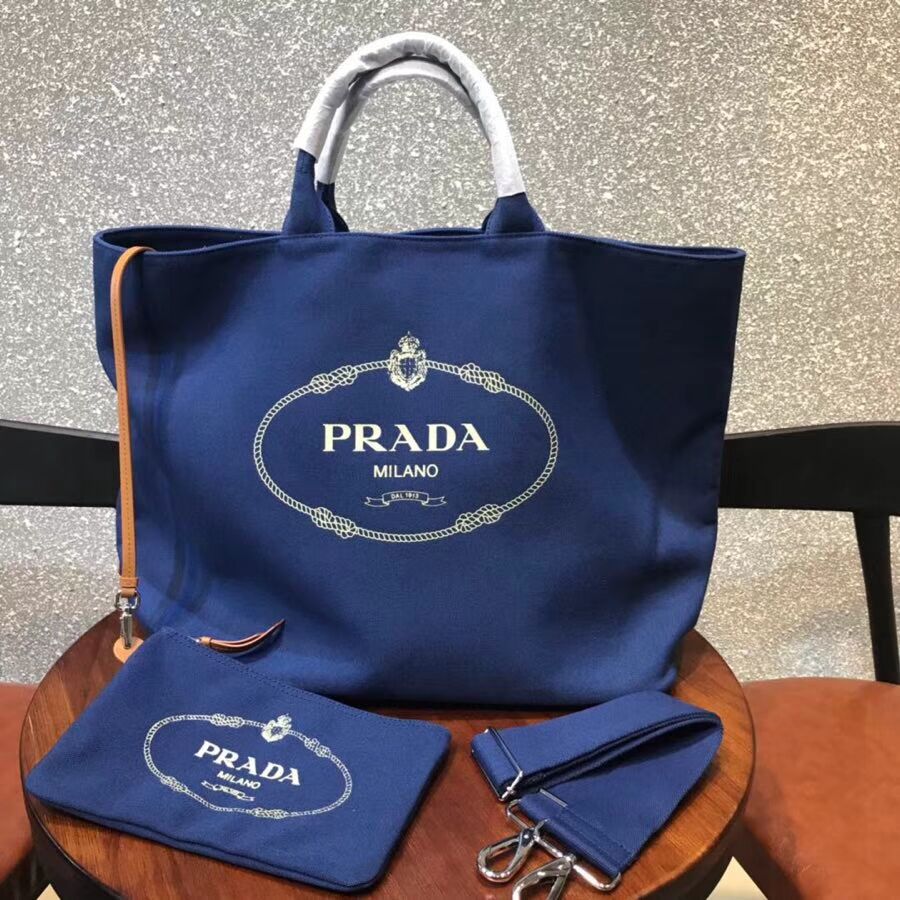 Prada fabric handbag 1BG161 blue