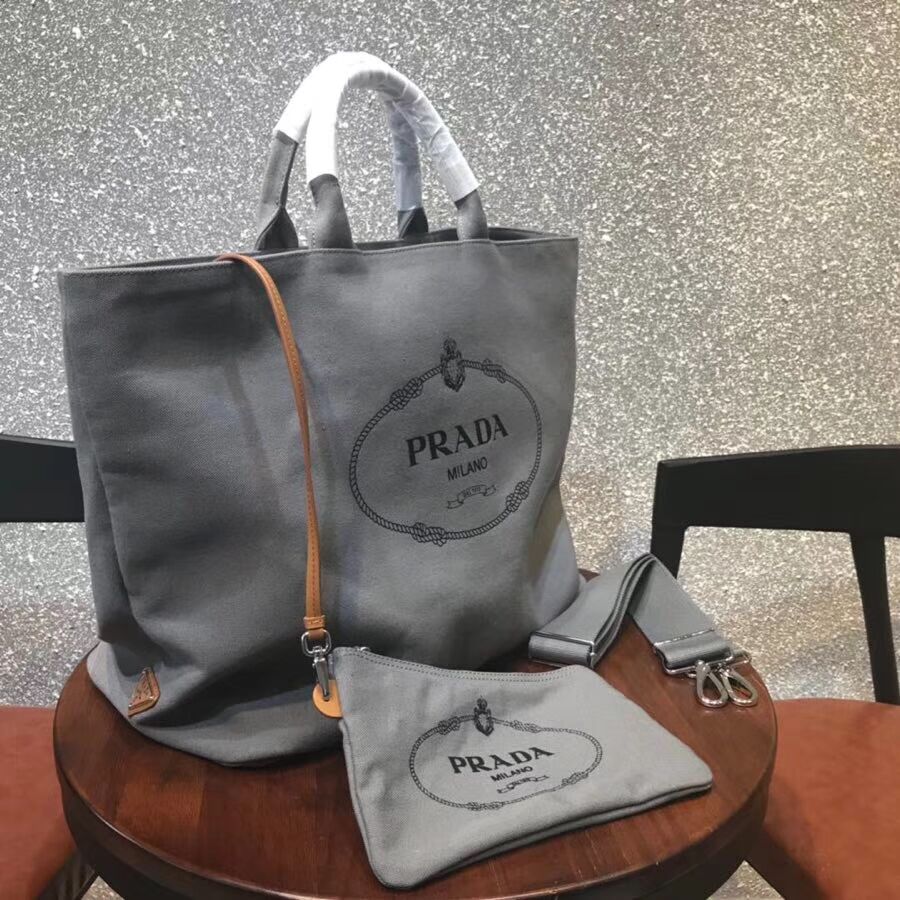 Prada fabric handbag 1BG161 grey