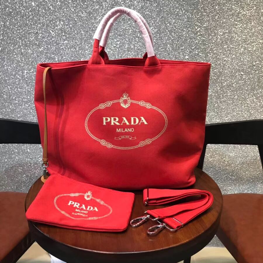 Prada fabric handbag 1BG161 red