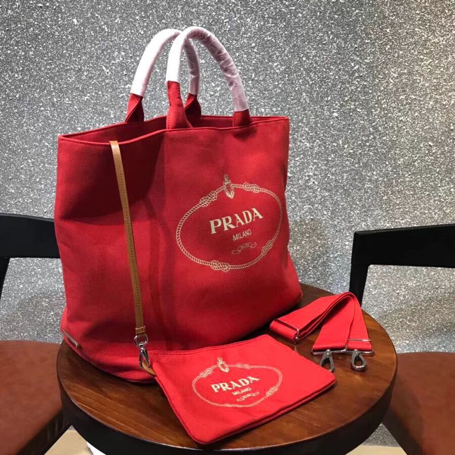 Prada fabric handbag 1BG161 red