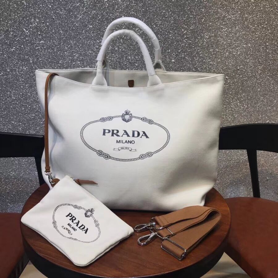 Prada fabric handbag 1BG161 white