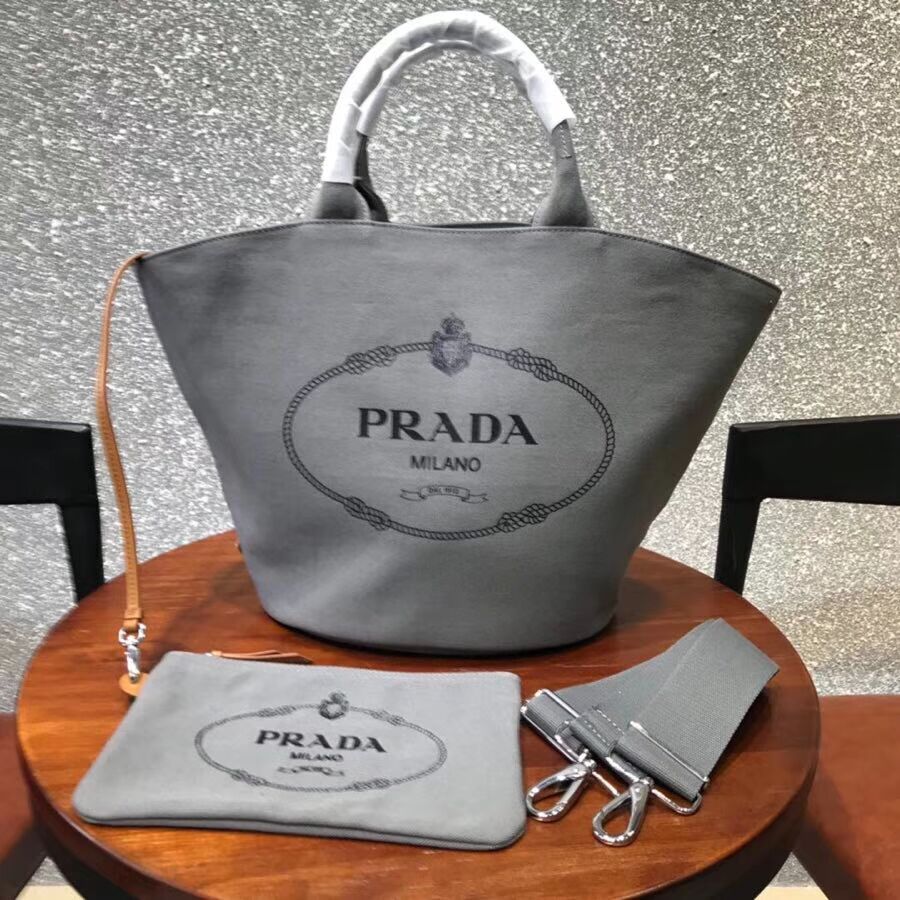 Prada fabric handbag 1BG163 grey