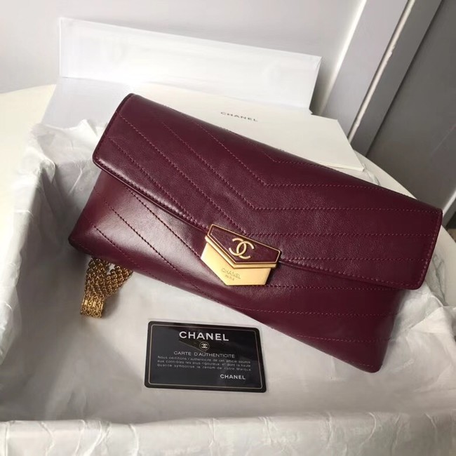 Chanel Clutch Calfskin & Gold-Tone Metal A57493 Burgundy