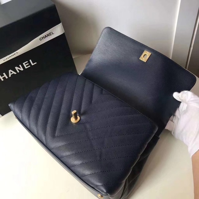 Chanel Flap Bag with Top Handle A92991 Navy Blue