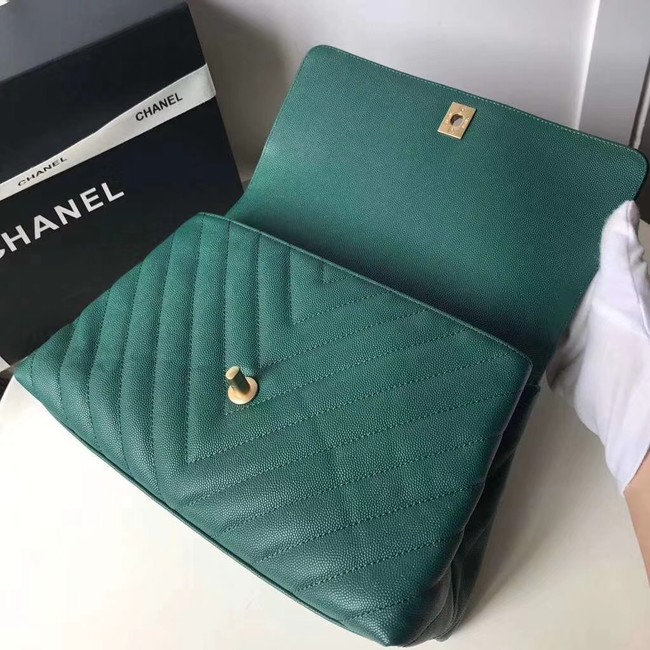 Chanel Flap Bag with Top Handle A92991 green