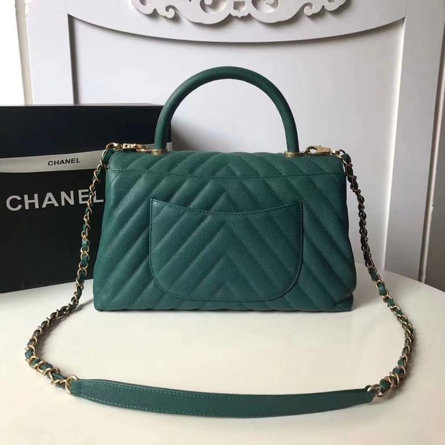 Chanel Flap Bag with Top Handle A92991 green