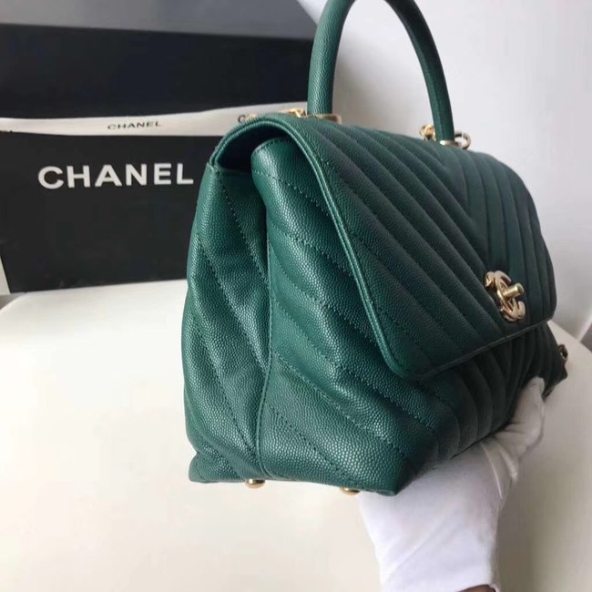 Chanel Flap Bag with Top Handle A92991 green