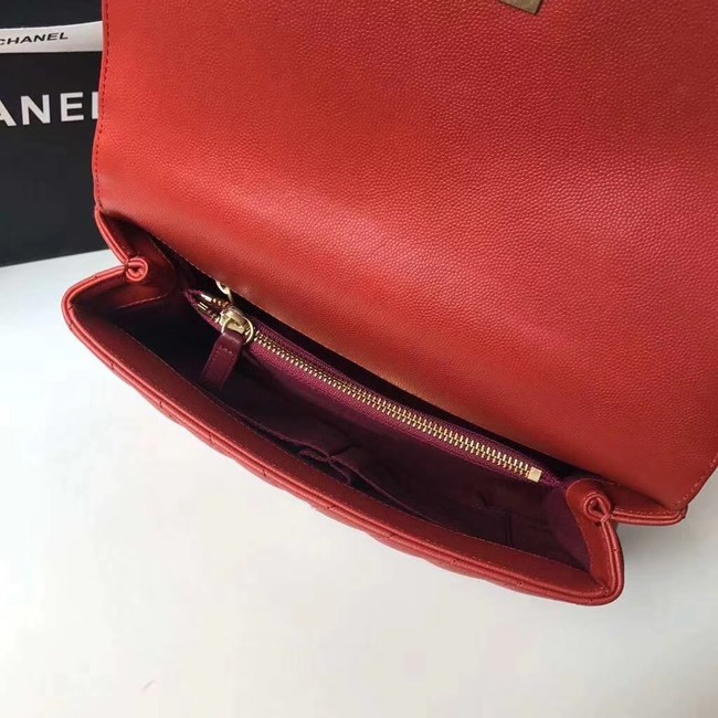 Chanel Flap Bag with Top Handle A92991 red