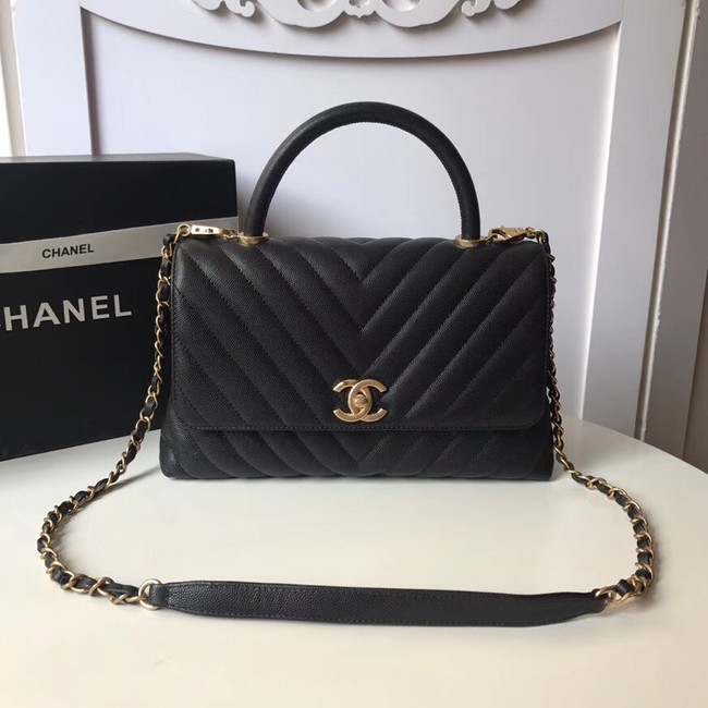 Chanel Flap Bag with Top Handle A92991 black