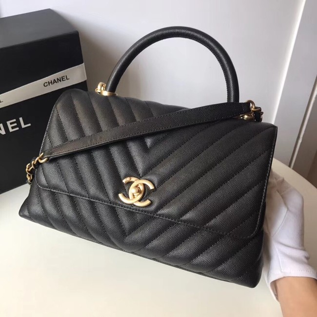 Chanel Flap Bag with Top Handle A92991 black