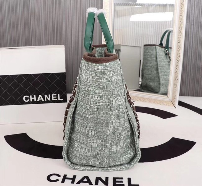 Chanel Medium Canvas Tote Shopping Bag 8099 green