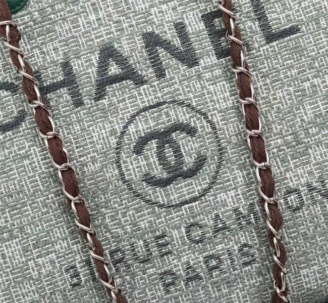 Chanel Medium Canvas Tote Shopping Bag 8099 green