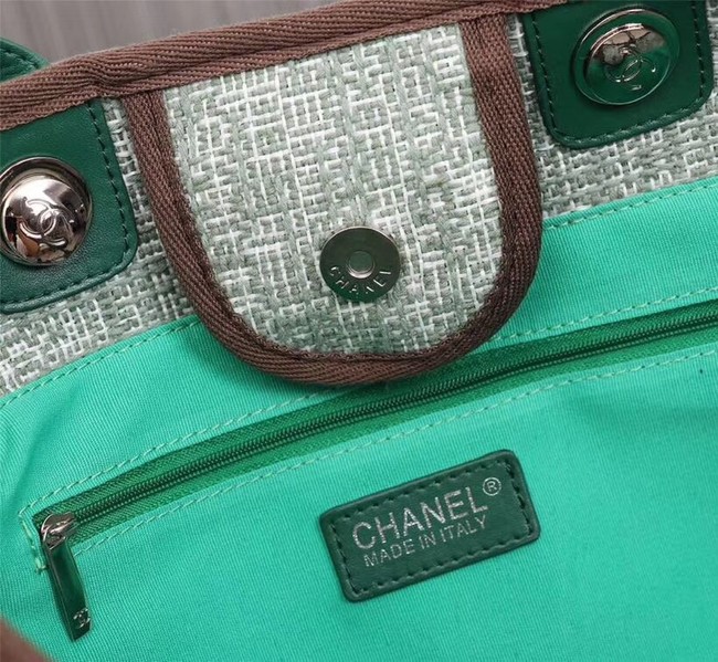 Chanel Medium Canvas Tote Shopping Bag 8099 green