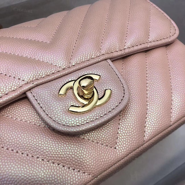 Chanel Small Classic Handbag Grained Calfskin & Gold-Tone Metal A69900 pink