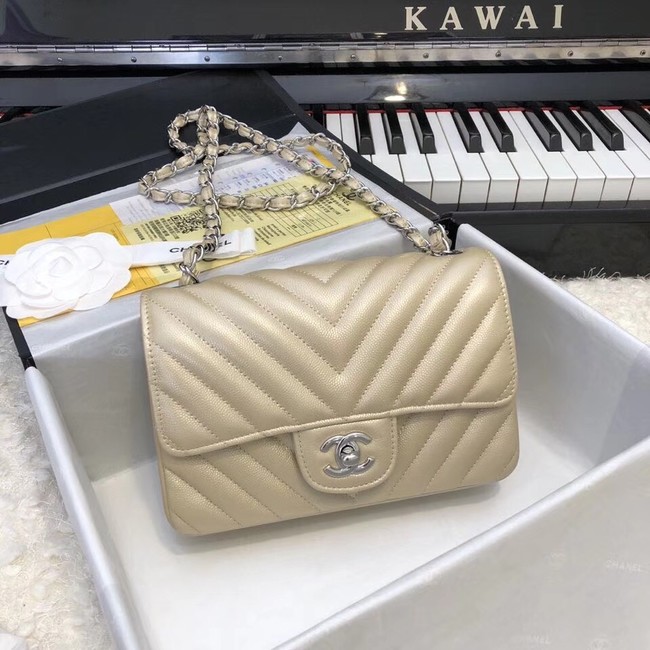 Chanel Small Classic Handbag Grained Calfskin & silver-Tone Metal A69900 gold