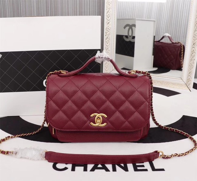 Chanel caviar Tote Bag 25691 red