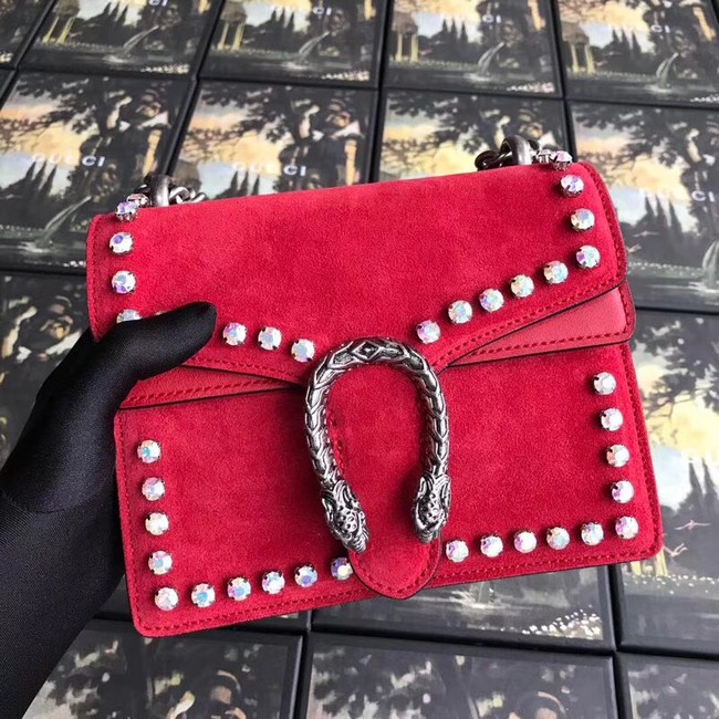 Gucci Dionysus GG Supreme crystal mini bag 421970 red