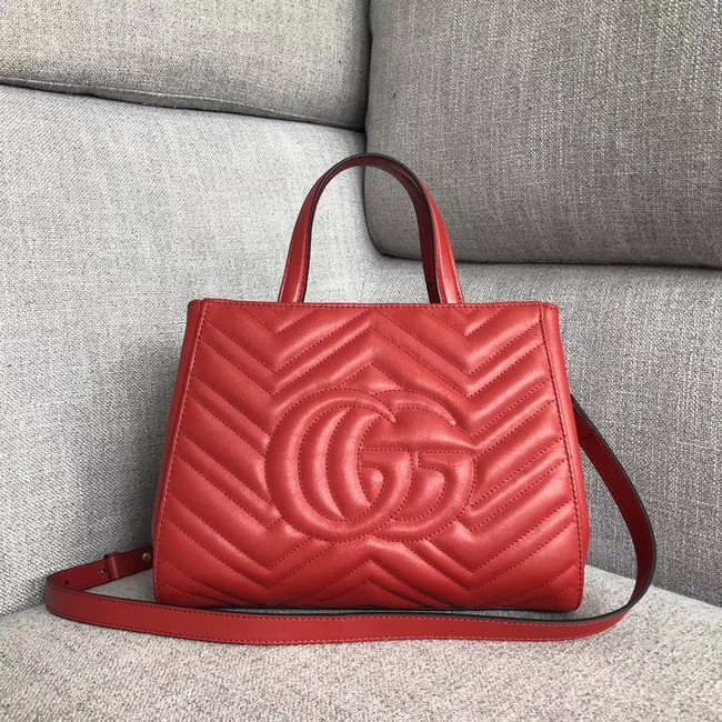 Gucci GG Marmont small top handle bag 448054 red