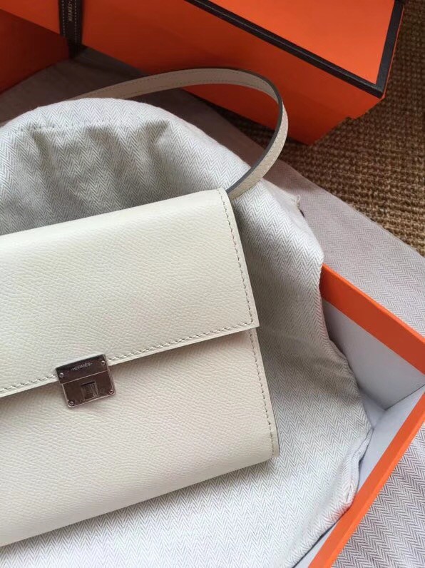 Hermes Clutch Epsom calfskin cross-body bag H0589 white