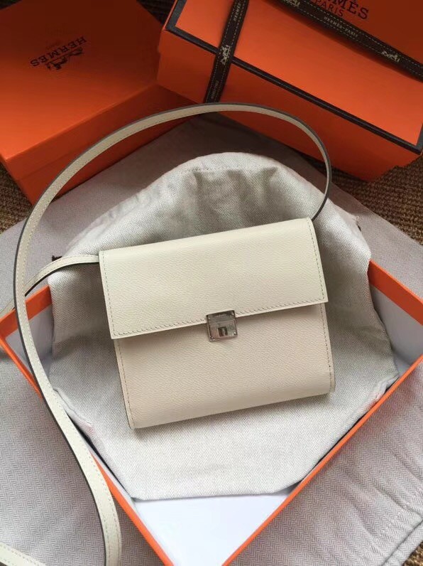 Hermes Clutch Epsom calfskin cross-body bag H0589 white