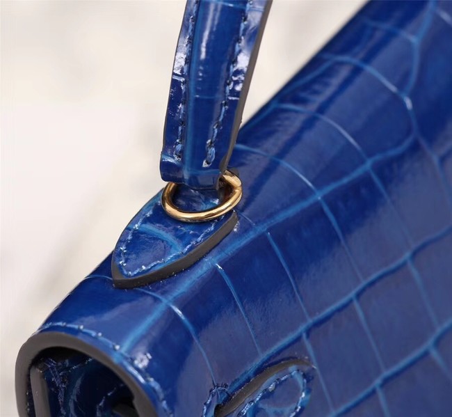 Hermes Kelly 19cm Tote Bag crocodile Leather KL19 blue