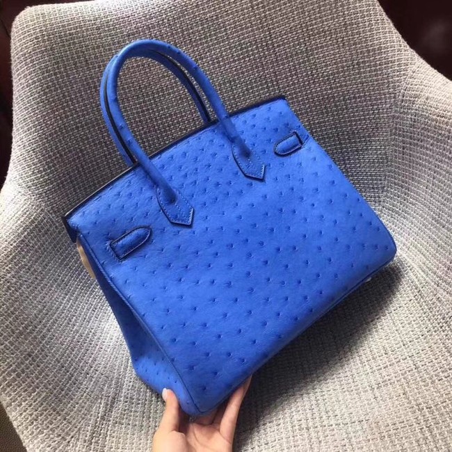 Hermes Real ostrich leather birkin bag BK35 blue