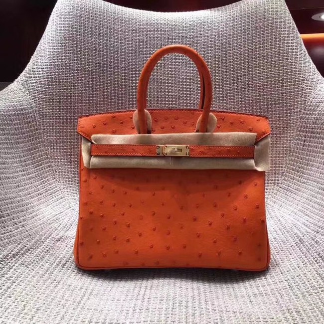 Hermes Real ostrich leather birkin bag BK35 orange