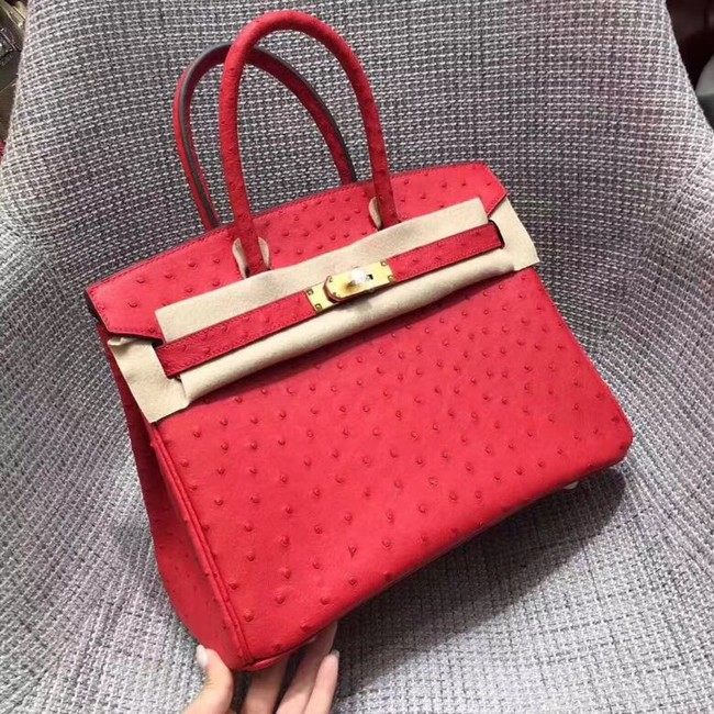 Hermes Real ostrich leather birkin bag BK35 red