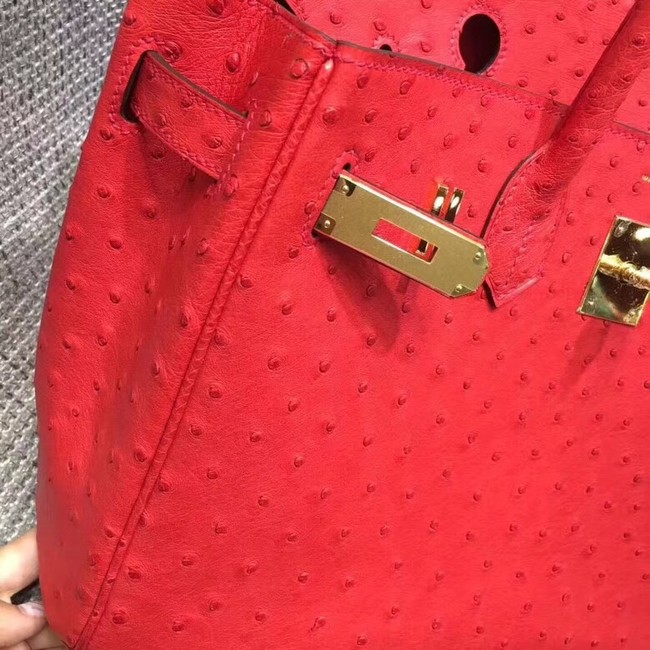 Hermes Real ostrich leather birkin bag BK35 red