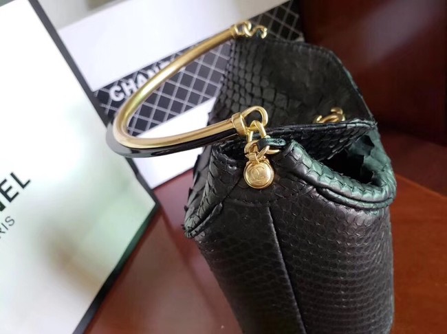 Chanel Bucket Bag Python & Gold-Tone Metal A57861 Black