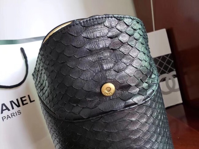 Chanel Bucket Bag Python & Gold-Tone Metal A57861 Black