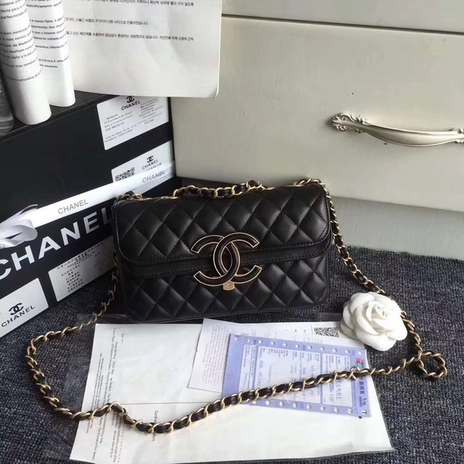 Chanel Flap Bag Lambskin Gold-Tone Metal A57275 Black