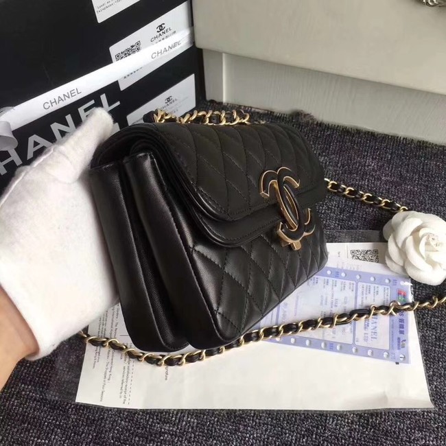 Chanel Flap Bag Lambskin Gold-Tone Metal A57275 Black