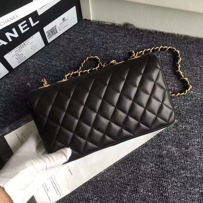 Chanel Flap Bag Lambskin Gold-Tone Metal A57275 Black